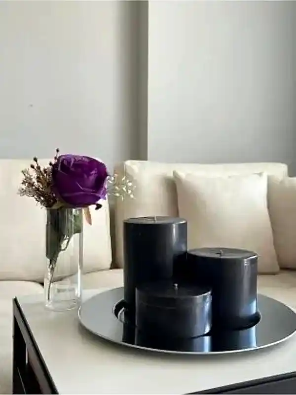 3'lü Set Silindir Siyah Mum