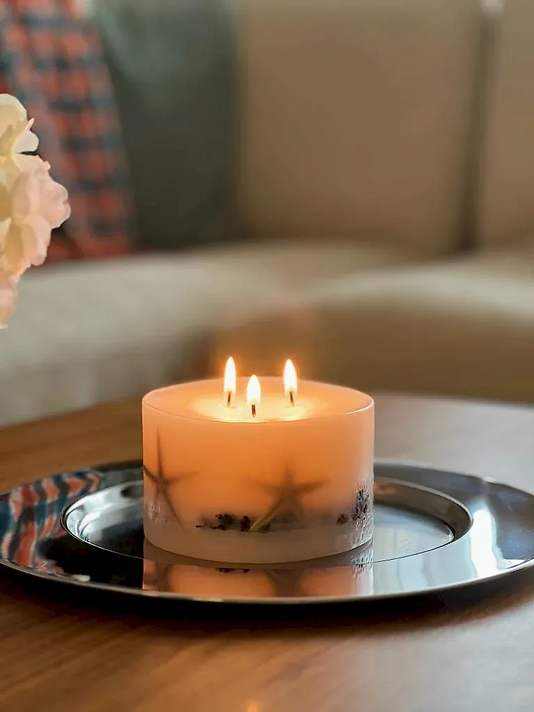 Deniz Yıldızı & Lavanta Çiçeği Silindir Mum