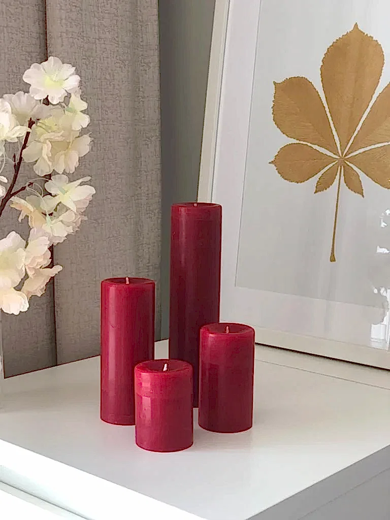 Silindir Set Kırmızı Kokulu Mum - Görsel 2