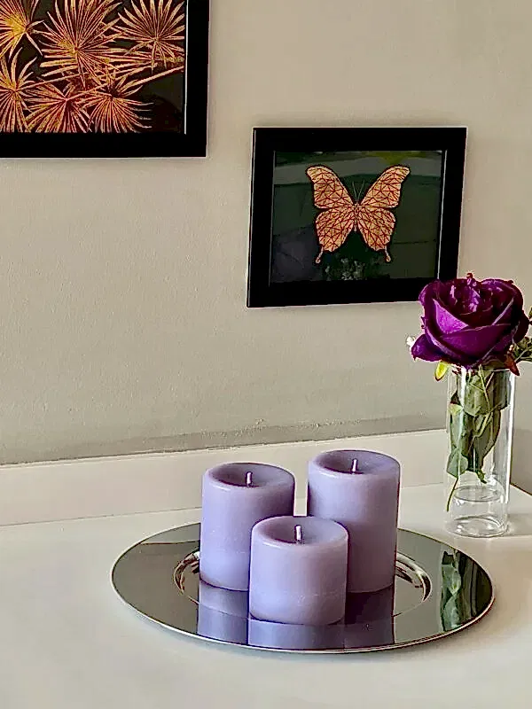 Premium Serisi Kokulu Mor Silindir Mum