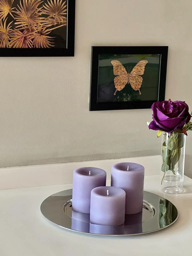 Premium Serisi Kokulu Mor Silindir Mum