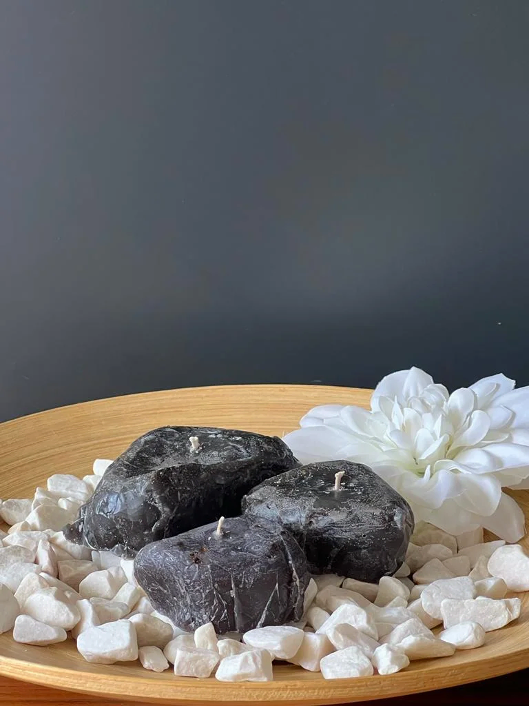 Çakıl Taşı 3'lü Mum - Görsel 2