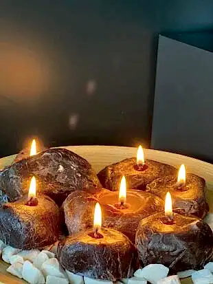 Çakıl Taşı 3'lü Mum