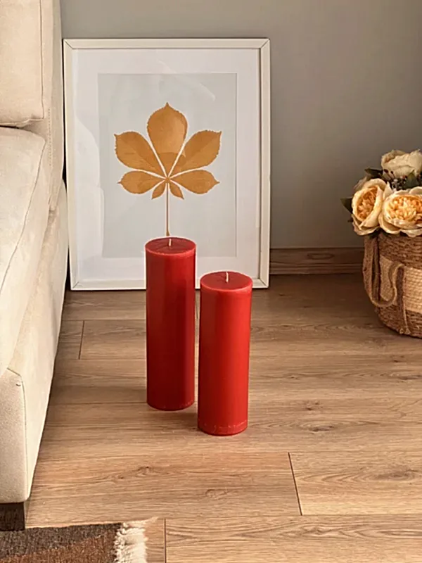 Silindir Kırmızı Büyük Mum