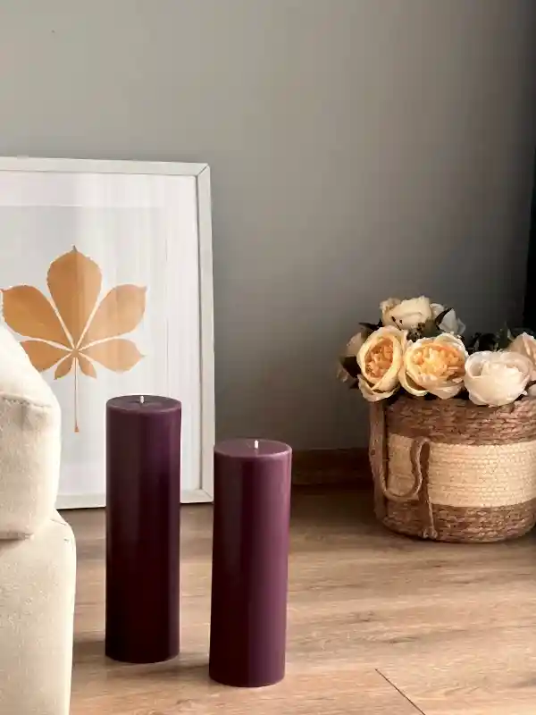 Silindir Mor Büyük Mum