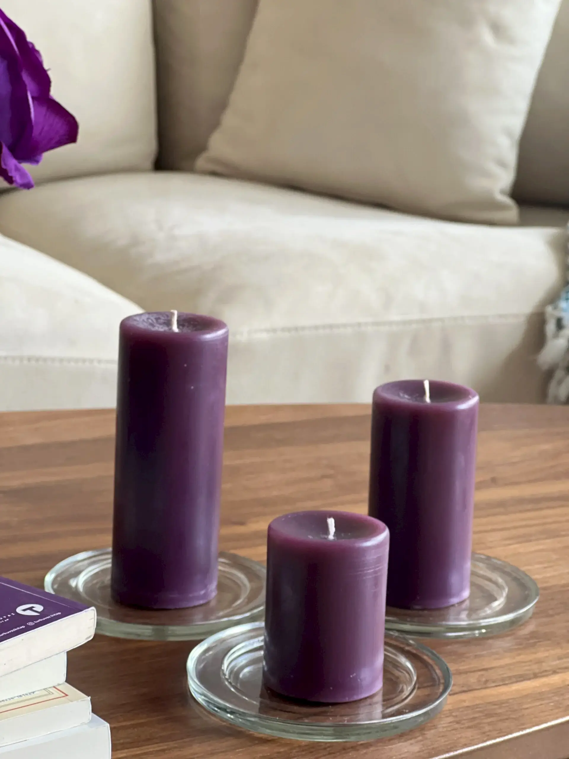 Silindir 3’lü Mor kokulu Set Mum - Görsel 2