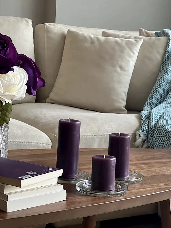 Silindir 3’lü Mor kokulu Set Mum