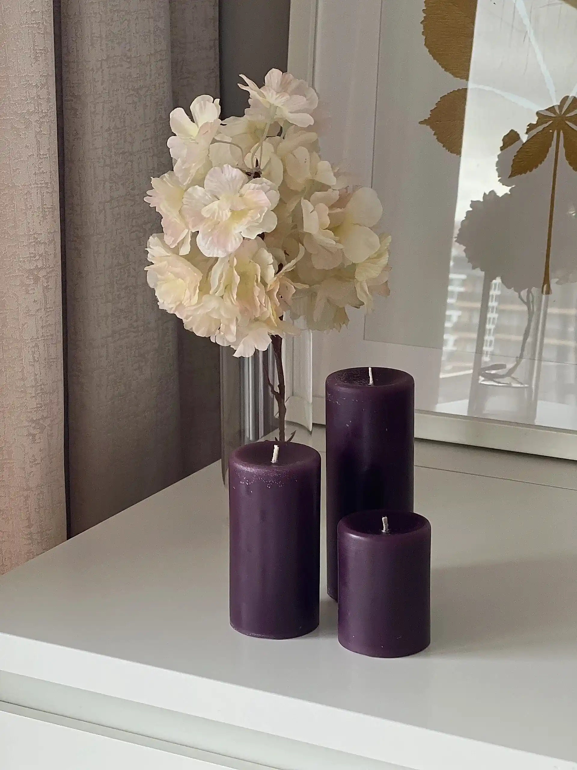 Silindir 3’lü Mor kokulu Set Mum - Görsel 3