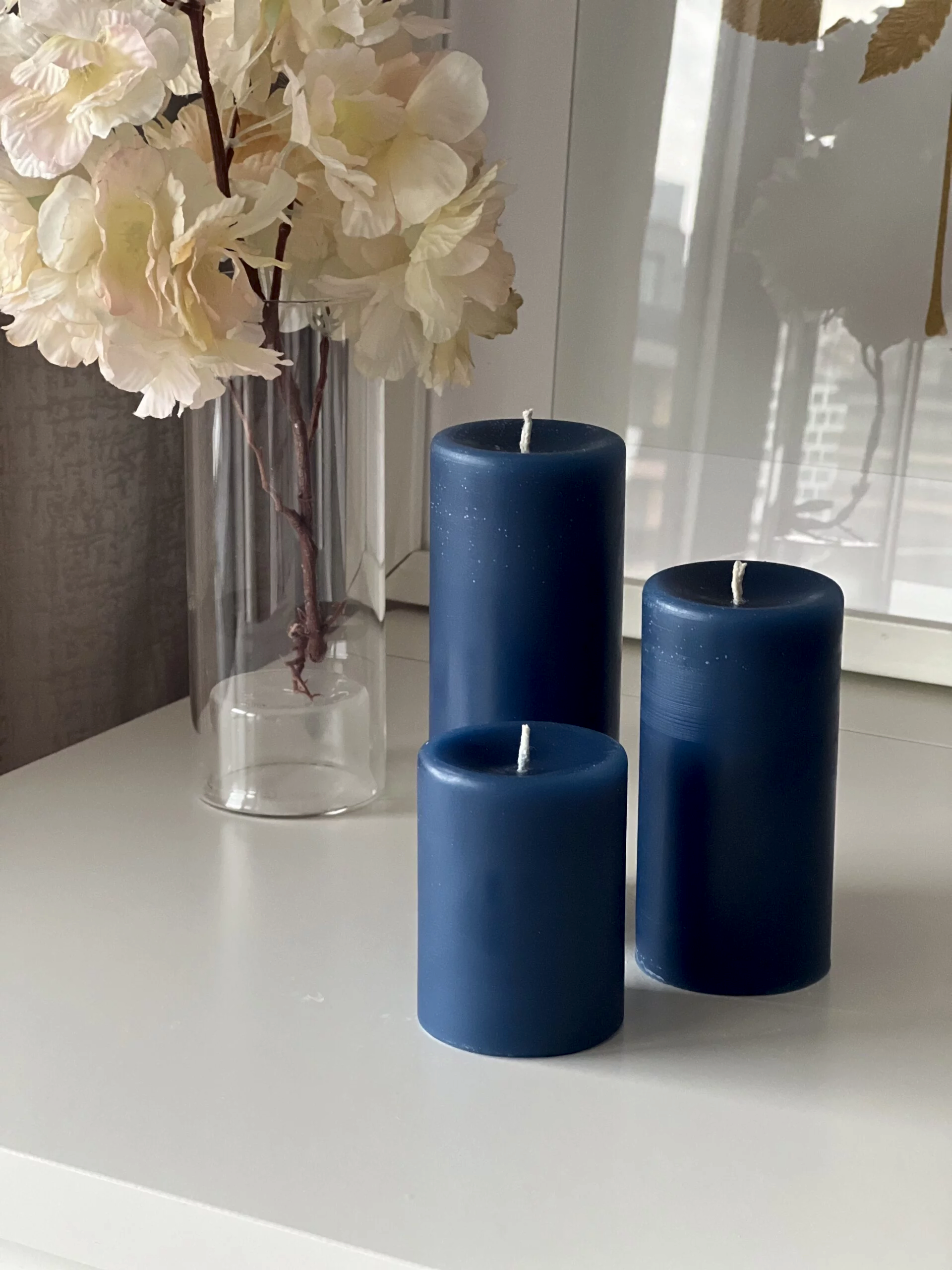 Silindir 3’lü Mavi kokulu Set Mum - Görsel 3