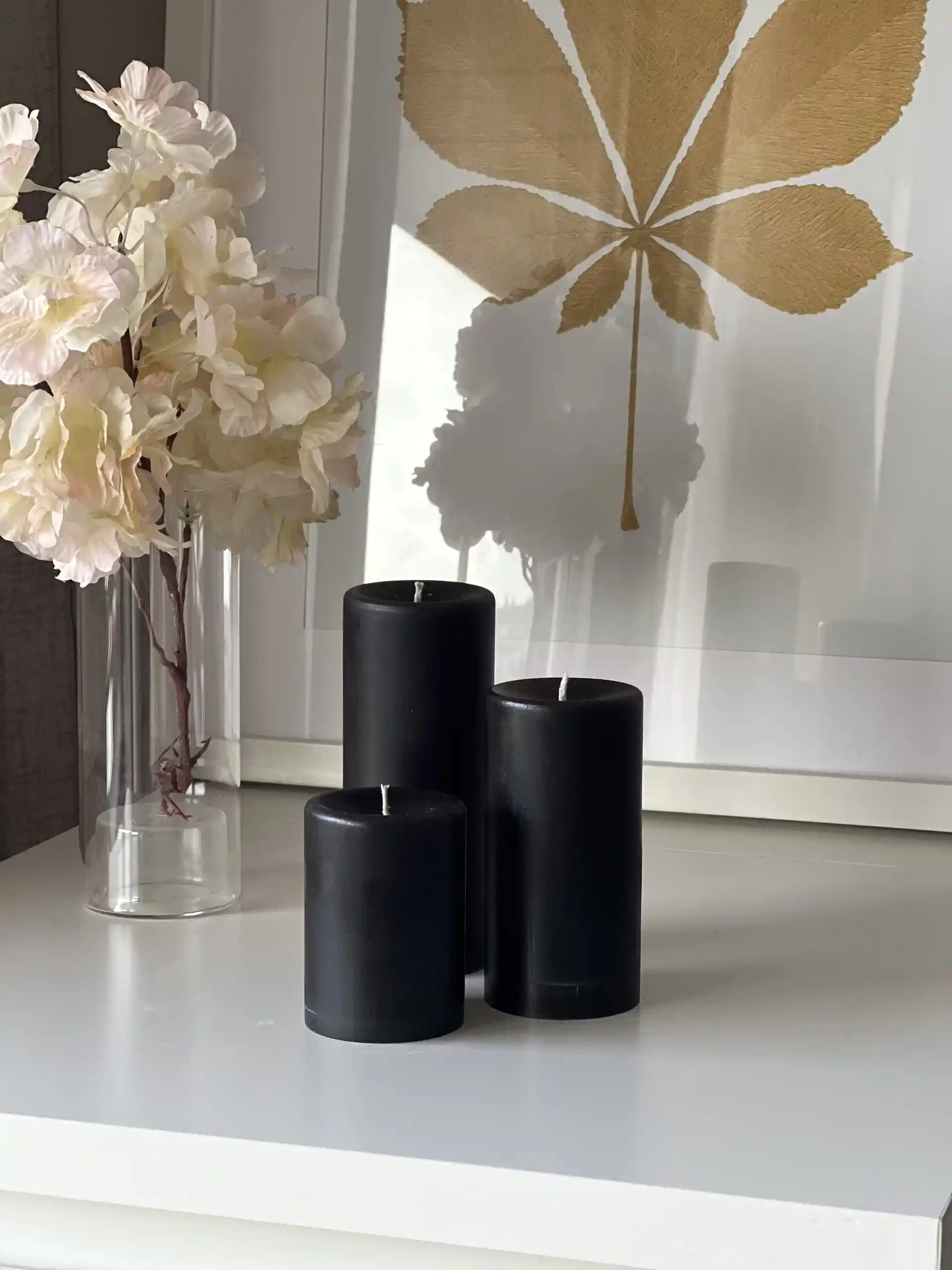 Silindir 3’lü Siyah kokulu Set Mum - Görsel 2