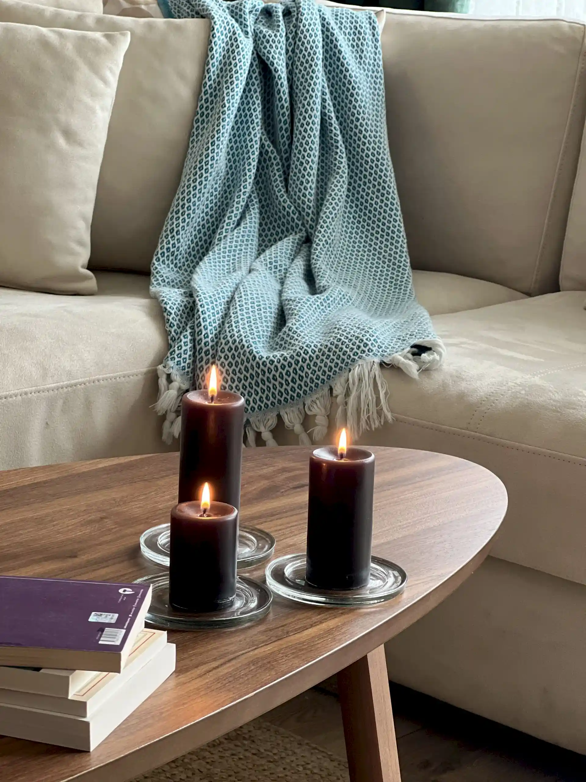 Silindir 3’lü Siyah kokulu Set Mum