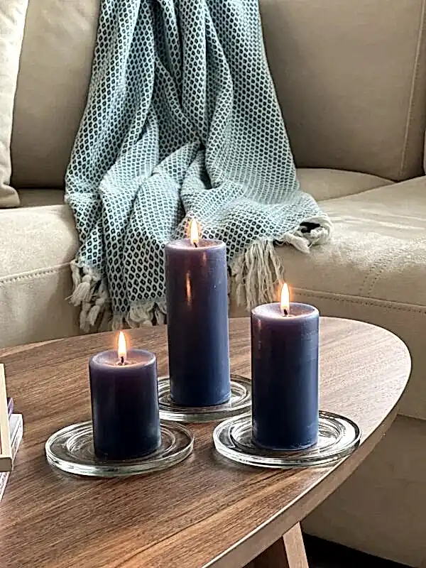 Silindir 3’lü Mavi kokulu Set Mum