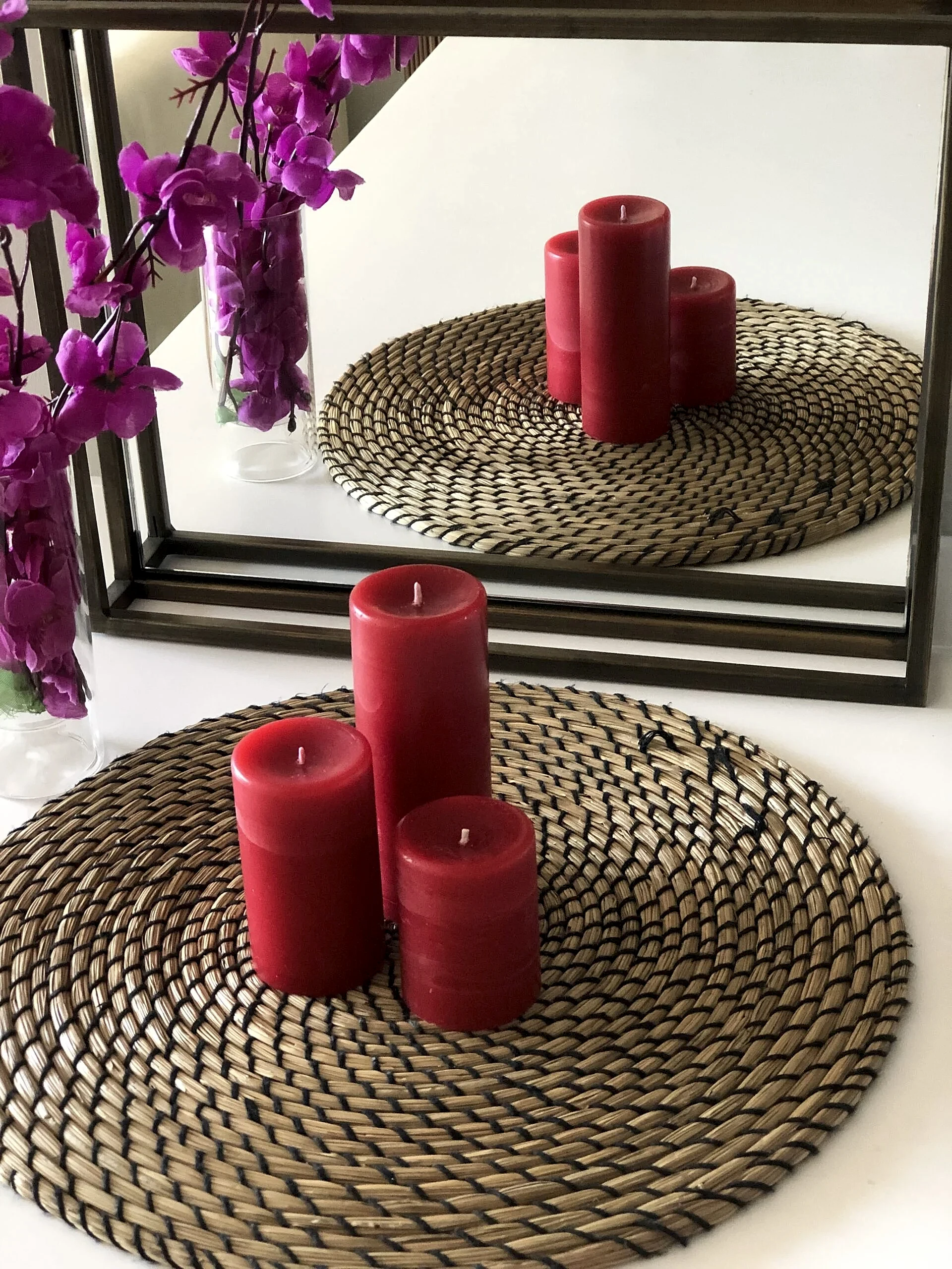 Silindir 3’lü Kırmızı kokulu Set Mum