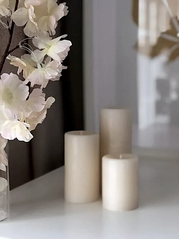 Silindir 3’lü Beyaz kokulu Set Mum