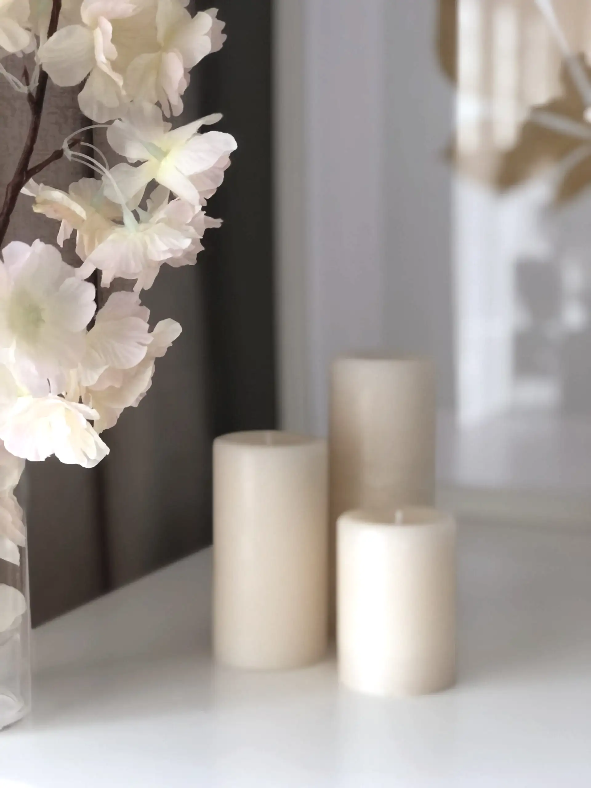 Silindir 3’lü Beyaz kokulu Set Mum