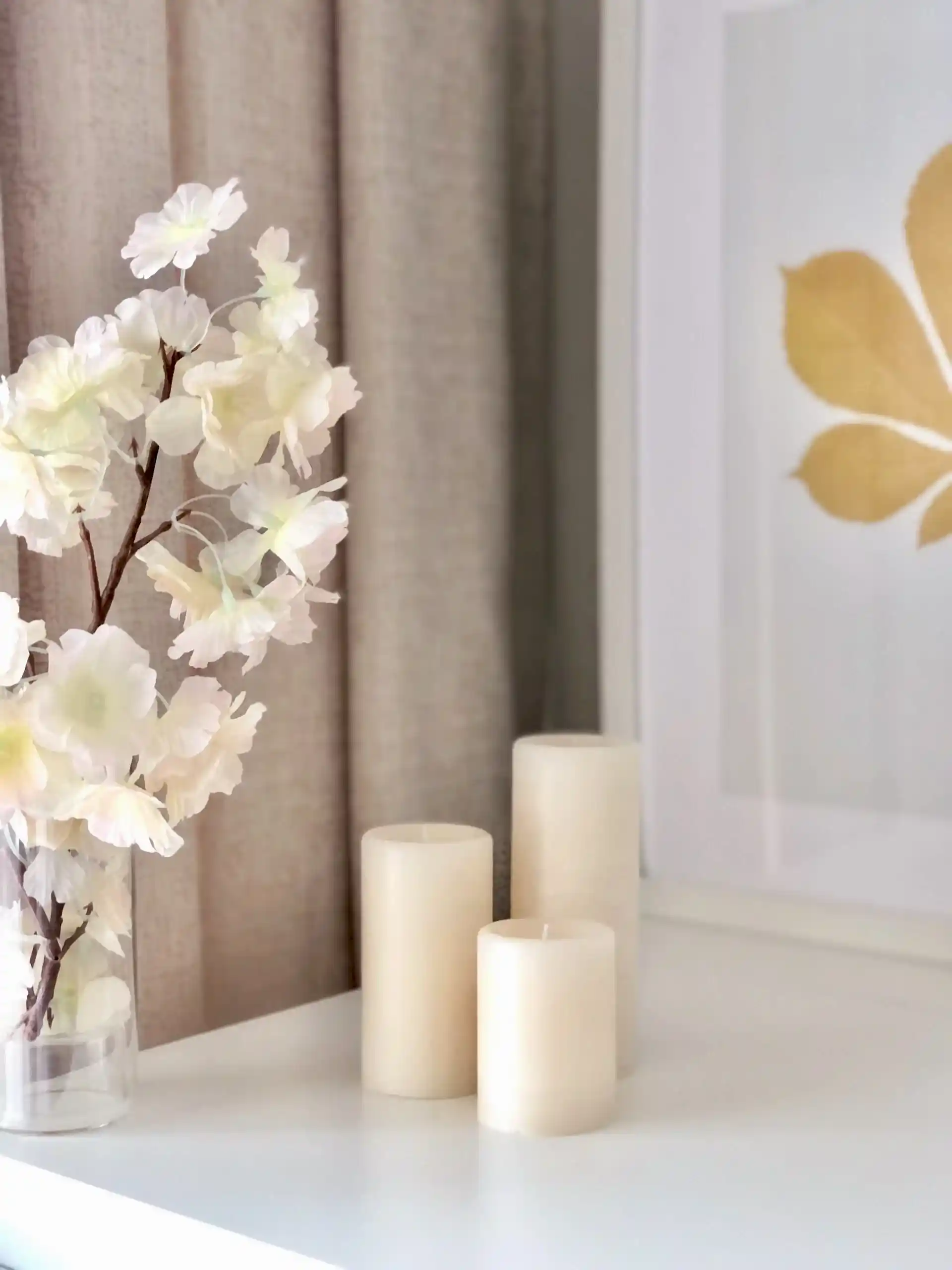 Silindir 3’lü Beyaz kokulu Set Mum - Görsel 2