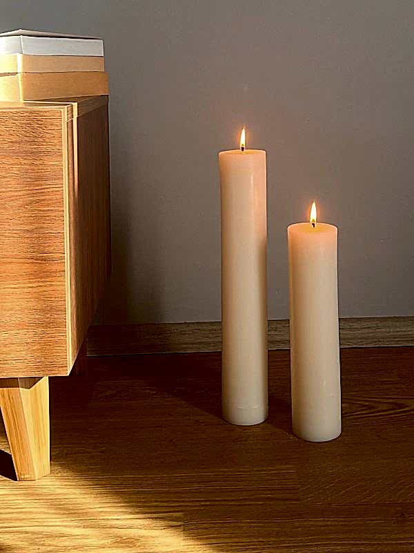 İnce Silindir Beyaz Mum